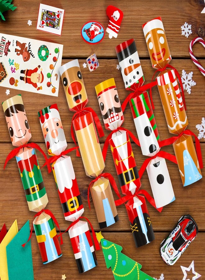 Melisheer 12 Pack Christmas Crackers, No Snap Christmas Party Favors with Six Different Pattern Design, Christmas Poppers with Crown and Joke for Xmas Gifts Holiday Party Favors Supplies Table Decorations - Image 5
